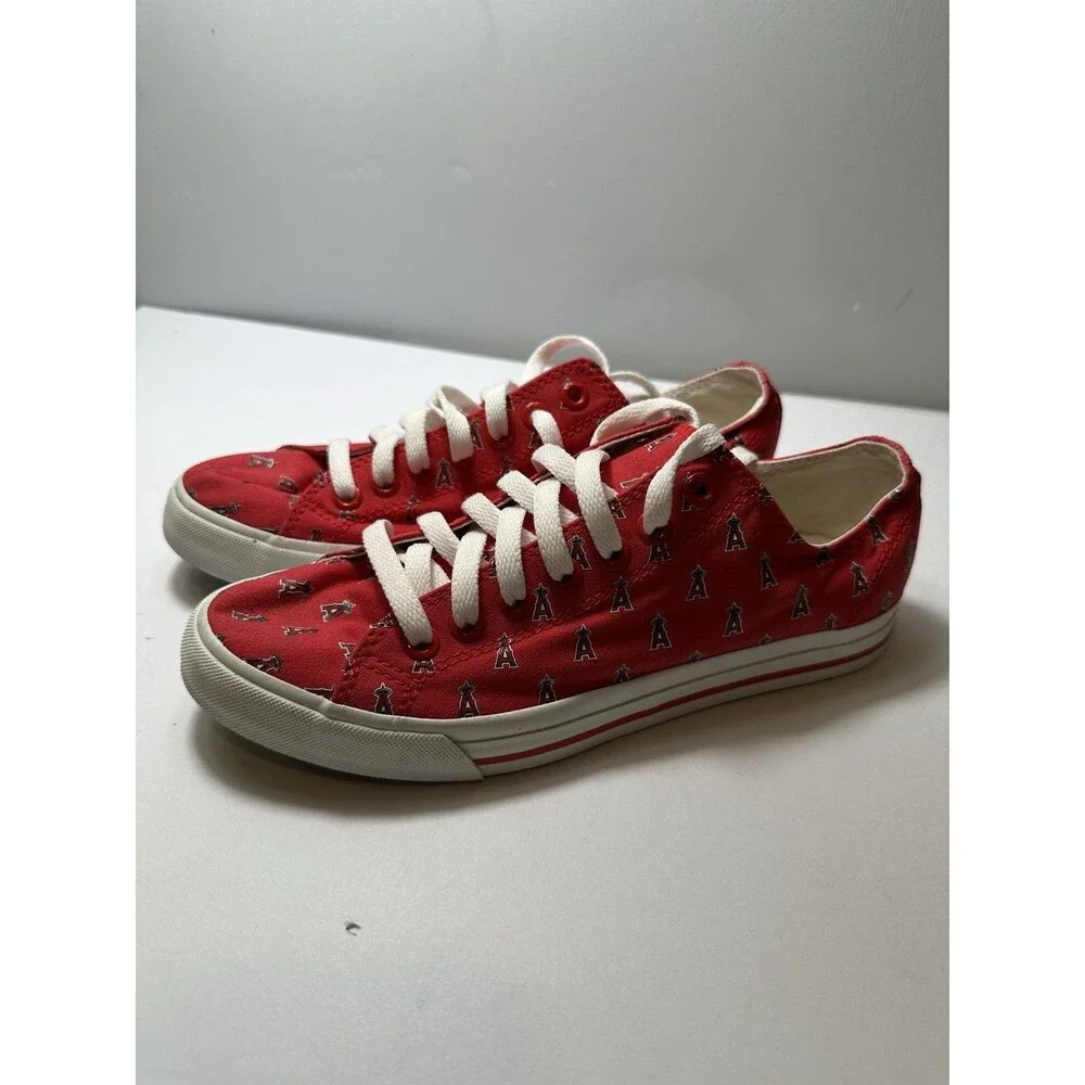 Anaheim Angels Sneakers Womens 8 Red Canvas Low Top Shoes MLB Baseball Unisex
